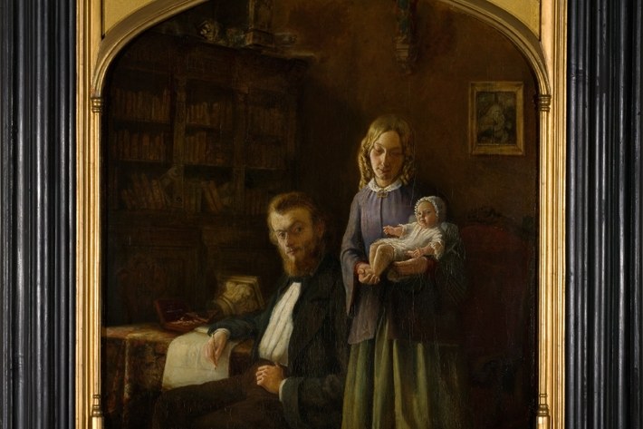 Familieportret van Pierre Cuypers met zijn eerste echtgenote Rosa van de Vin en hun dochtertje Catharina Felicia Rosalia