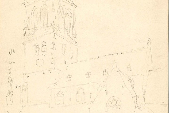 Tekening kerk Halsteren