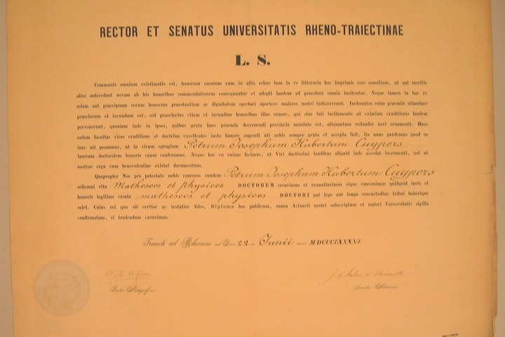 Diploma Universitatis Rheno-Traiectinae aan P.J.H. Cuypers