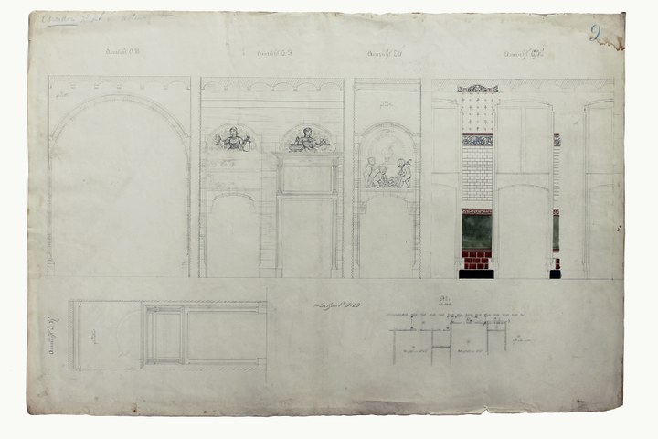 Detailtekening restaurant en corridor 2e klas Centraal Station Amsterdam