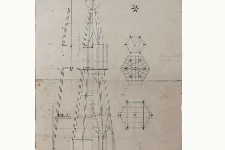 Ontwerptekening torenspits van de parochiekerk St. Jozef te Groningen