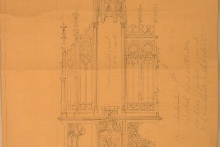 Schetsontwerp altaar met retabel