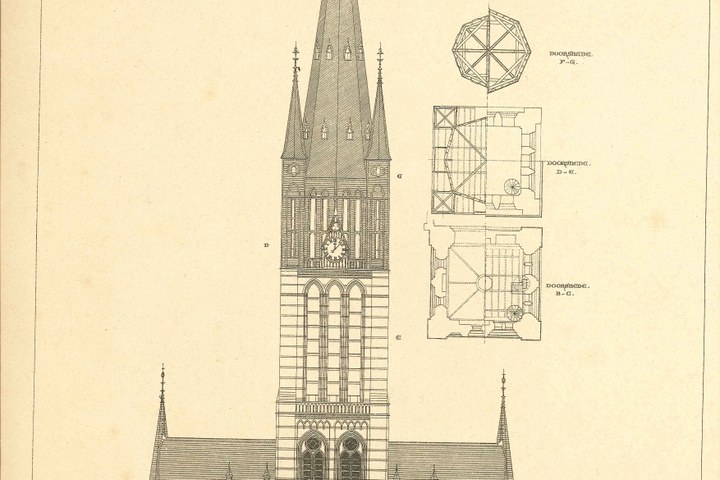 Een overdruk van het ontwerp van de St. Vituskerk te Hilversum