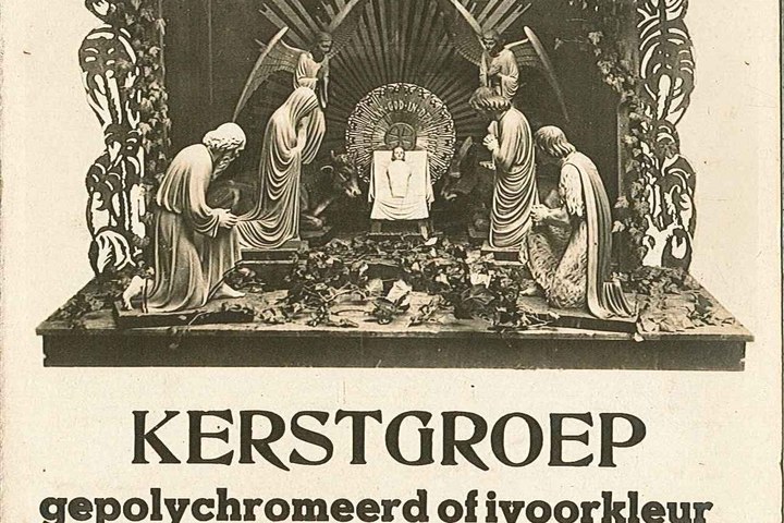 Foto van een kerstgroep vervaardigd in Cuypers' Kunstwerkplaatsen.