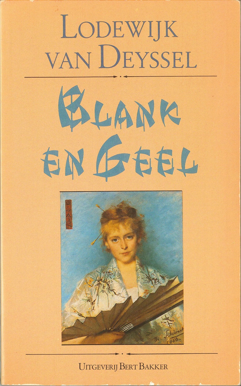 Boek (novelle) door Lodewijk van Deyssel, getiteld "Blank en Geel" over de romance van Mia Cuypers met F.G. Taen-Err-Toung