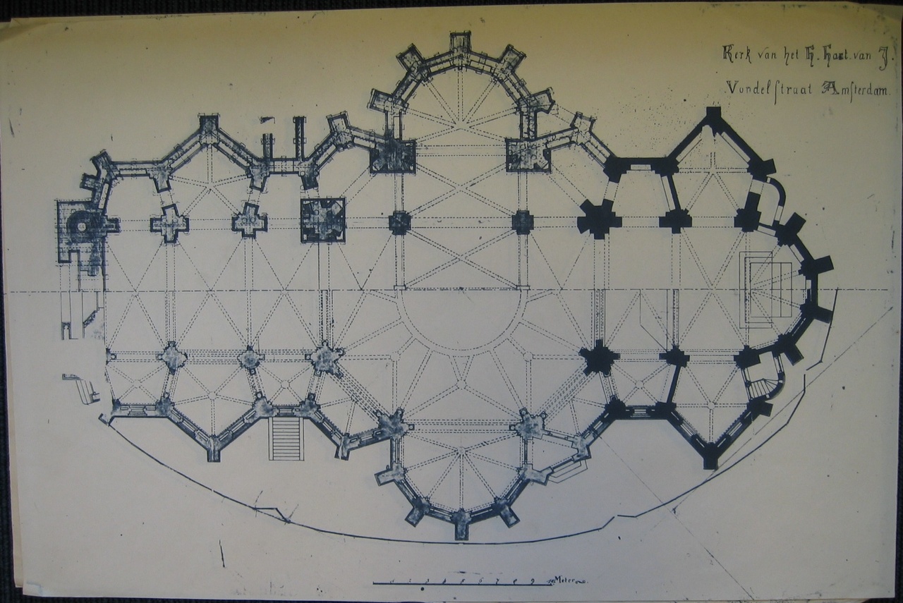 Kopie van het grondplan voor de H. Hartkerk te bouwen aan de  Vondelstraat te Amsterdam