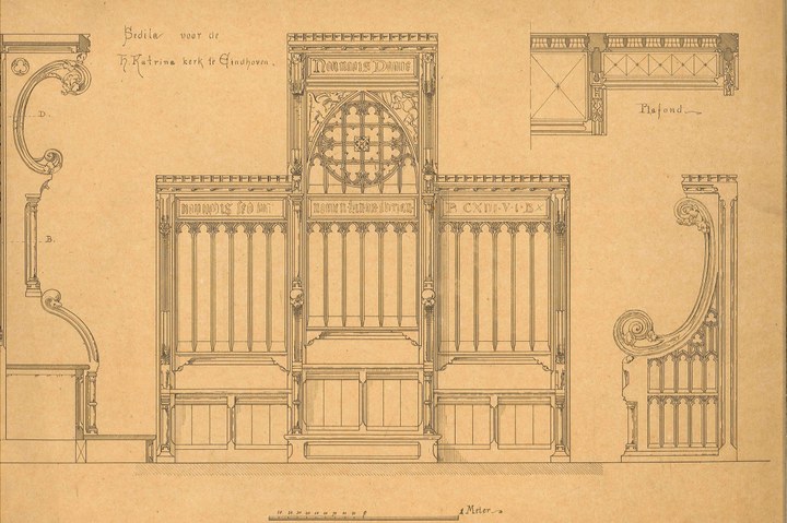 Ontwerp voor een kerkinterieur: Sedila voor de H. Katrinakerk te Eindhoven